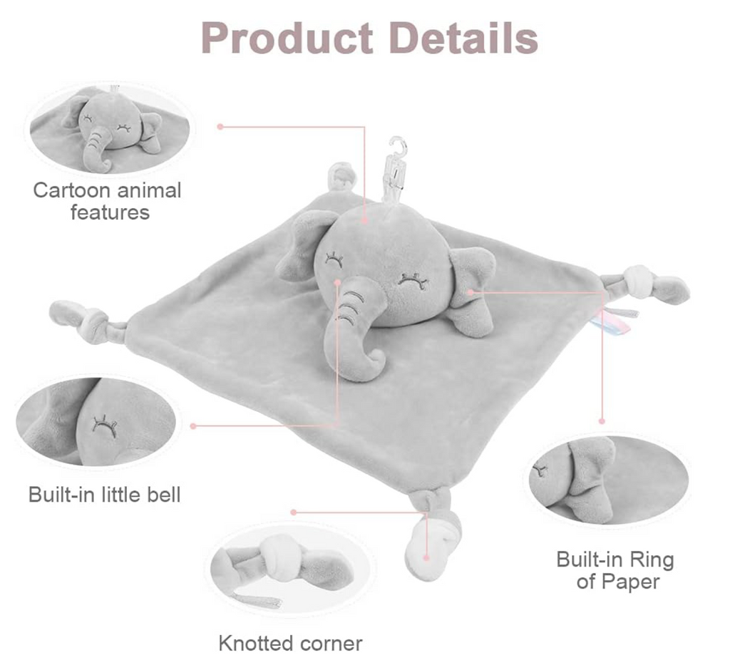 Vicloon Elephant Snuggle Blanket – Soft Lovey for Babies