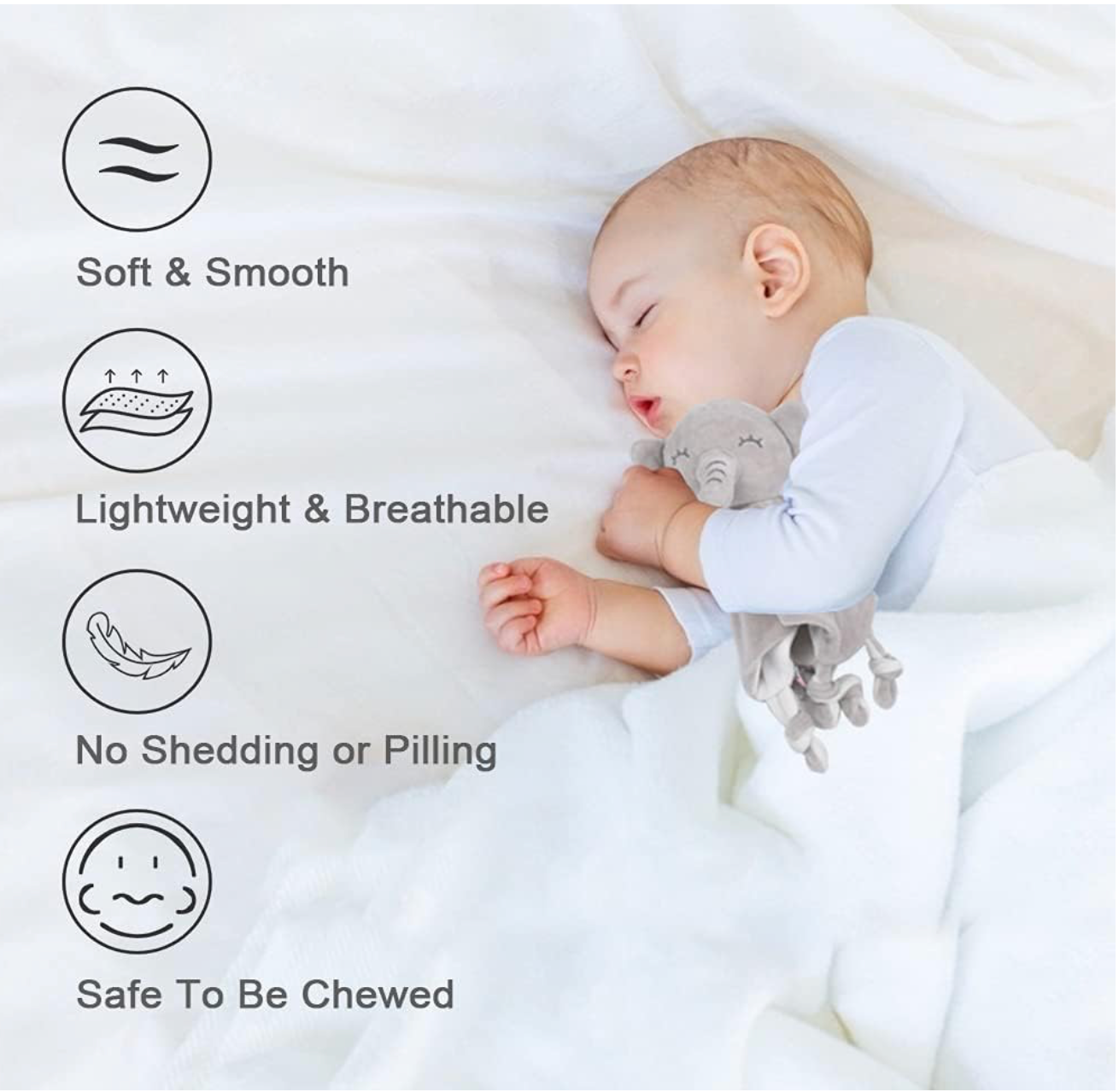 Vicloon Elephant Snuggle Blanket – Soft Lovey for Babies