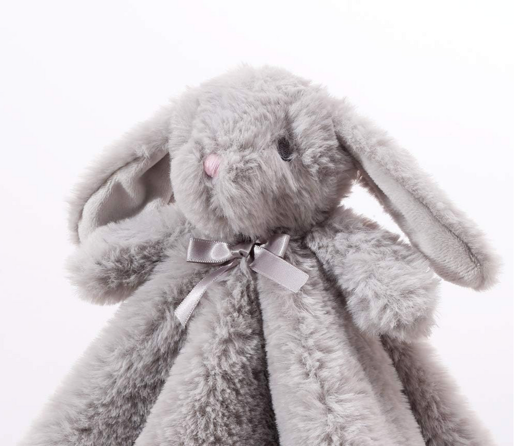 CREVENT Plush Baby Security Blanket – Grey Bunny Lovey