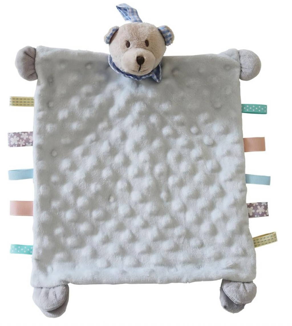 CREVENT Grey Bunny Plush Lovey – Soft, Cuddly Baby Security Blanket