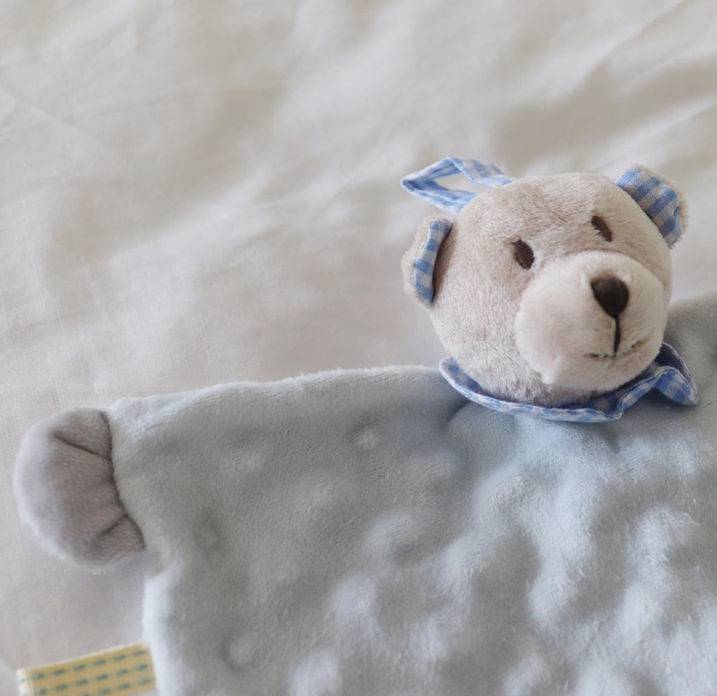 CREVENT Grey Bunny Plush Lovey – Soft, Cuddly Baby Security Blanket