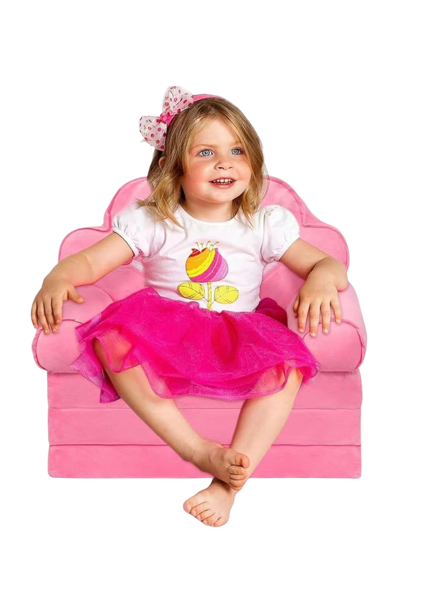 Comfy Kids Convertible Couch – Fold-Out Toddler Lounger with Cartoon Design